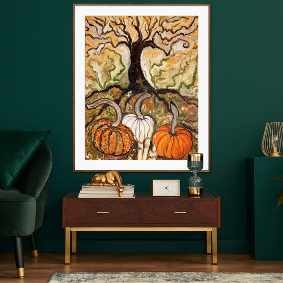 Pumpkin Patch Art Print Oil Painting Halloween gothic witchy autumn fall decor - Picture 4 of 10